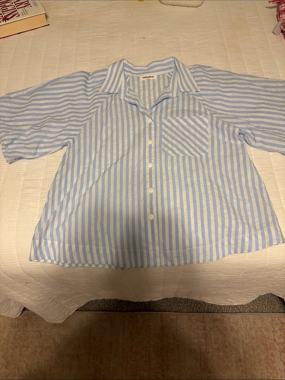 mittoshop Blue & White Striped Kids Button-Down Shirt